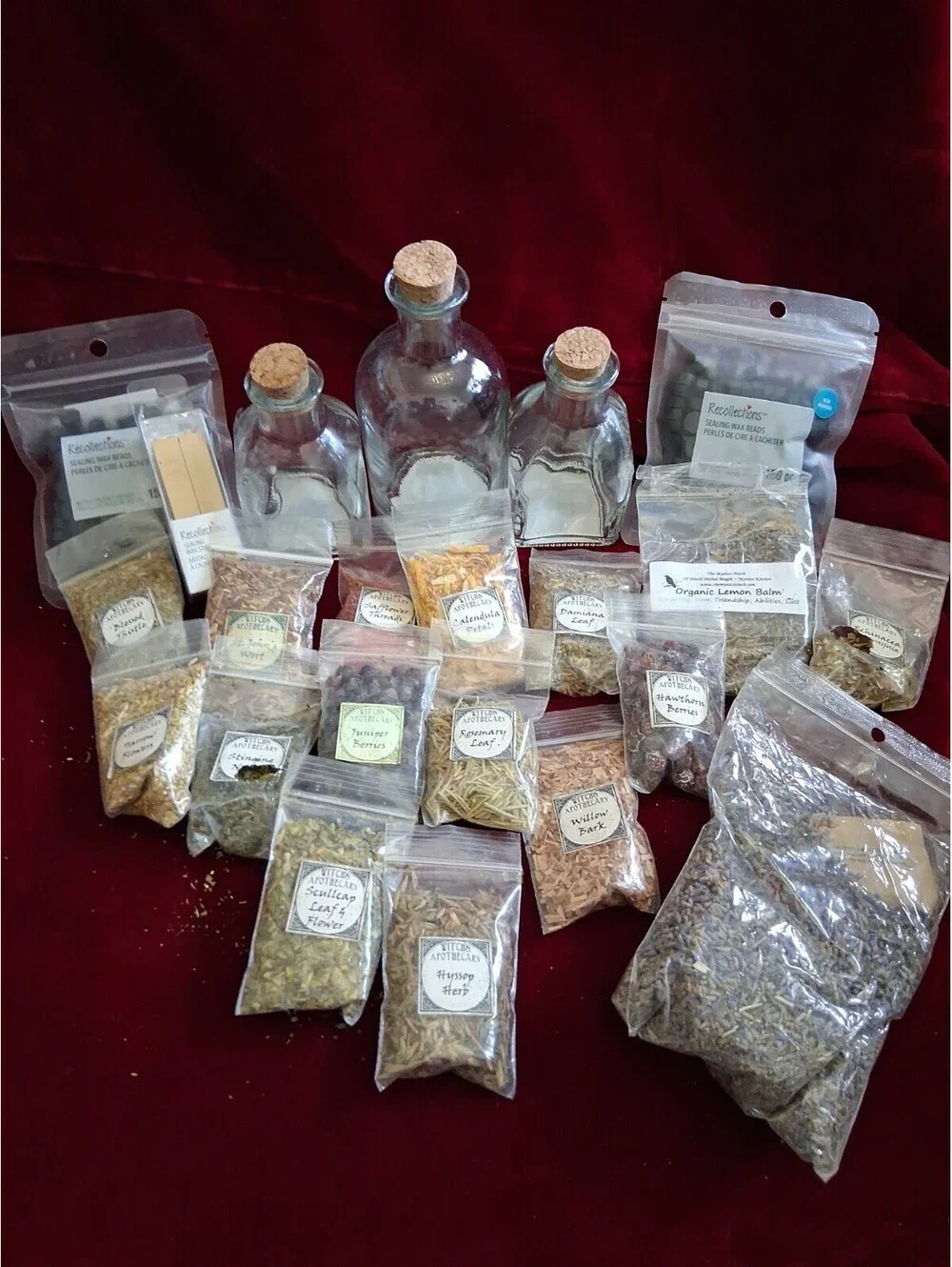Herbs, Flowers, Roots, Bark Bottles Wax Witchcraft/Wicca/Ritual/Spells/Rare